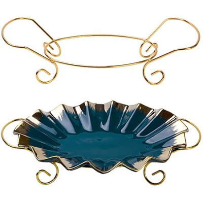 12101 фруктовница 39,5х27,5х9см 2пр фарфор/металл lr (х8)