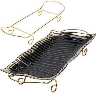 12103 фруктовница 42,5х21,2х8см 2пр фарфор/металл lr (х8)