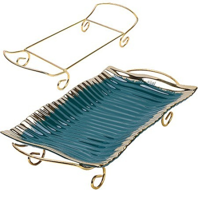 12104 фруктовница 42,5х21,2х8см 2пр фарфор/металл lr (х8)