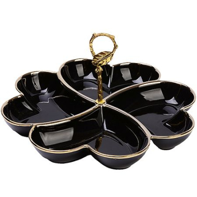 12141 менажница 4 секции 2пр фарфор/металл lr (х12)