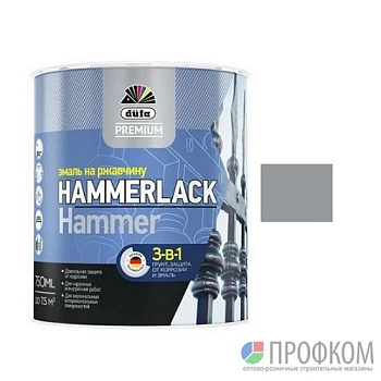 эмаль hammerlack "dufapremium" на ржавчину молотковая серебристый 0,75л