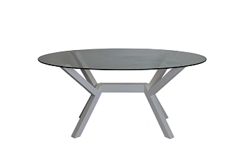 стол лорето квадрат, стекло/массив, 900*900, белый