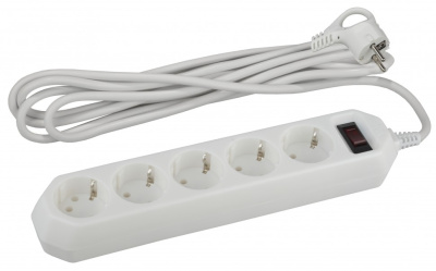 сетевой фильтр эра usf-5es-1.5m-w с баз.защ. с заземл. с выключ. 5 розеток 1,5м 10а белый