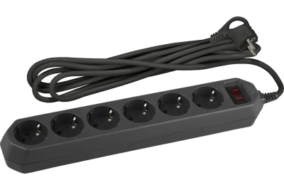 сетевой фильтр эра usf-6es-3m-b с баз.защ. с заземл. с выключ. 6 розеток 3м 10а черный