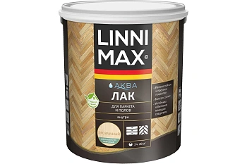 лак аква акриловый linnimax для паркета и полов для вн раб шелк-мат прозрачный 0,9 л