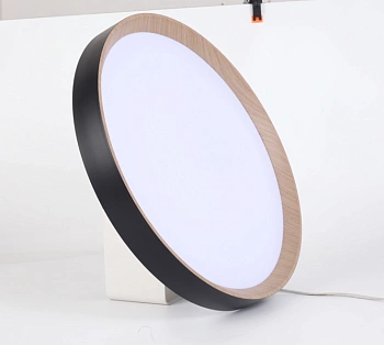 светильник настенно-потолочный светодиодный tango "диада дуб/черный" 80вт 3000-6000к тёплый-холодный свет, круглый,пульт ду