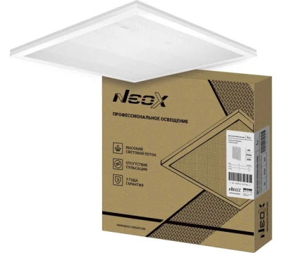 светильник светодиод.дво-02 4540-призма 45вт 230в 4000к 4500лм 100лм/вт 595х595х19 универс.панель neox
