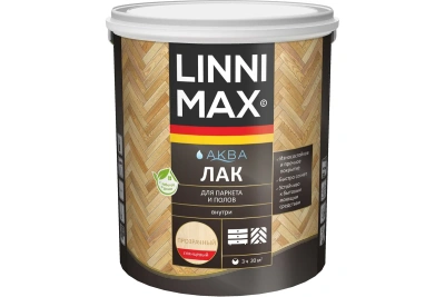 лак аква акриловый linnimax для паркета и полов глянцевый, 0,9 л
