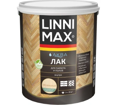 лак аква акриловый linnimax для паркета и полов для вн раб шелк-мат прозрачный, 2,5 л