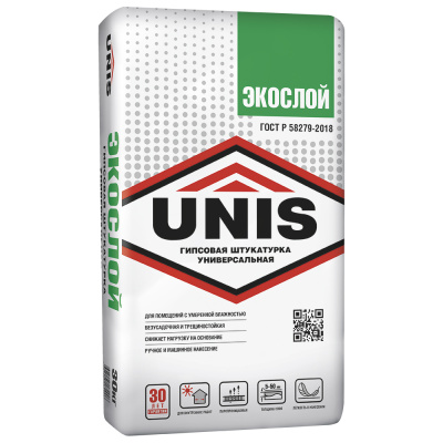 штукатурка гипсовая unis экослой 30кг (42шт/под)