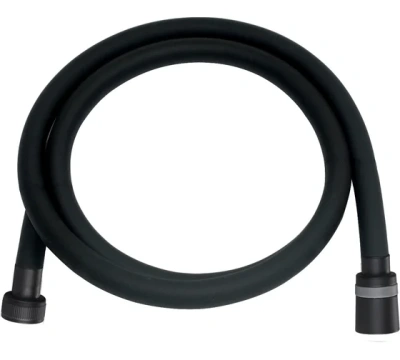 argotech" шланг для душа, с конусом свободного вращения, силикон, хром, 1/2", silicone black matt, 150 см, блистер (agd 22.450bm 150 b)