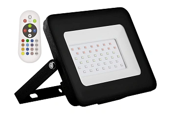 прожектор светодиодный, 2835 smd, 50w rgb ac220v/50hz ip65, черный в компактном корпусе, ll-613