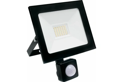 прожектор светодиодный sfl80-30 с выносным датчиком saffit 2835smd 30w 6400k ac220v/50hz ip65, черный в компактном корпусе