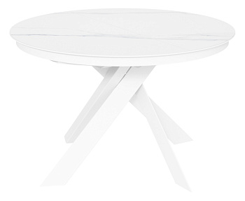 стол лондон фц (d1200) керамика greys white/белый матовый шагрень с ногами белый муар