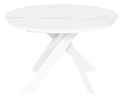 стол лондон фц (d1200) керамика greys white/белый матовый шагрень с ногами белый муар