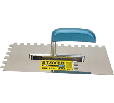 гладилка stayer profi штукатурная, 130x280 мм, 10x10 мм, зубчатая, нерж. сталь