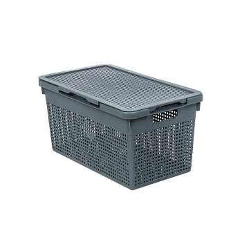 корзина "лофт"узкая с крышк.21л.450*260*240мм (серый)