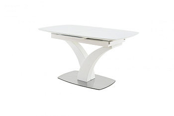 стол нотр дам moderne стекло optiwhite 1400(1800)*850 (цвет стекла:белый / :цвет лдсп:белый / :цвет пленки:белый матовый шагрень / :цвет каркас:белый муар / :цвет эмали:тон 9 (эмаль белая) )