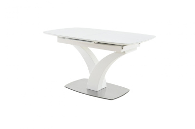стол нотр дам moderne стекло optiwhite 1400(1800)*850 (цвет стекла:белый / :цвет лдсп:белый / :цвет пленки:белый матовый шагрень / :цвет каркас:белый муар / :цвет эмали:тон 9 (эмаль белая) )
