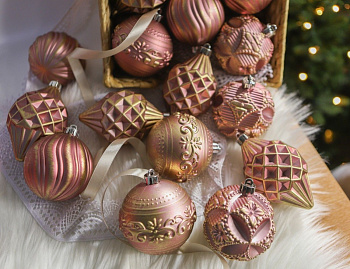 набор пластиковых шаров 16 шт. розово-фиолетовый в прозрачной упаковке