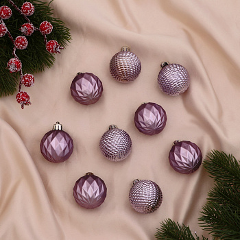 набор пластиковых шаров 16 шт. фиолетово-малиновый в прозрачной упаковке