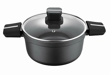 sg-6426 кастрюля со стеклянной крышкой 4,7л, 24*12см, лит.алюм.