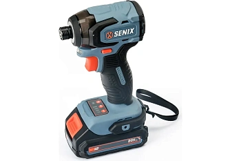 дрель-шуруповерт аккумуляторная ударная бесщеточная senix pdix2-m6-eu, 20в, li-ion 1x4ач