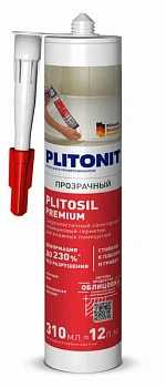 герметик plitonit plitosil premium прозрачный - 310 мл (1/12)