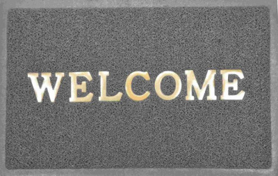 коврик придверный пористый comeforte "welcome" 40х60см серый 30шт/уп