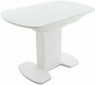 стол корсика стекло 1100(1415)*700 (цвет пленки:белый матовый шагрень / :цвет стекла:белый / :цвет лдсп:белый )