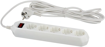 сетевой фильтр эра usf-5es-5m-w с баз.защ. с заземл. с выключ. 5 розеток 5м 10а белый
