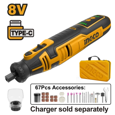 гравер аккумуляторный ingco cmgli0801, 8вт