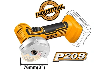 ушм аккумуляторная мини ingco cagli7601, 20в, без акб, 76мм