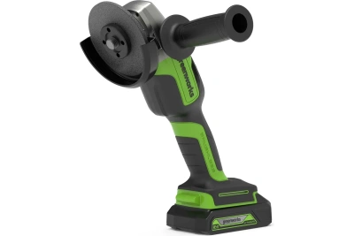 ушм аккумуляторная бесщеточная greenworks gd24agк2, 24в, li-ion 1х2ач, 125мм