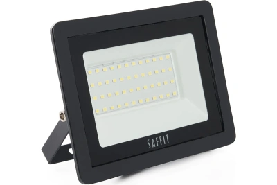 прожектор светодиодный saffit 2835 smd, 50w 4000k ac220v/50hz ip65, черный в компактном корпусе, sfl90-50
