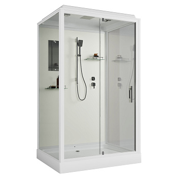 душевая кабина niagara standart st120/90/15q (120х90х215) прямоугольник,поддон 15см,распашная,проф.белый