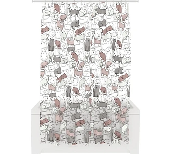шторка для ванной комнаты peva "cats" 180*180 fora
