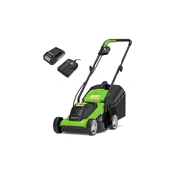 газонокосилка аккумуляторная greenworks 33 см gd24lm33k2 ( акб 2ач и зу)