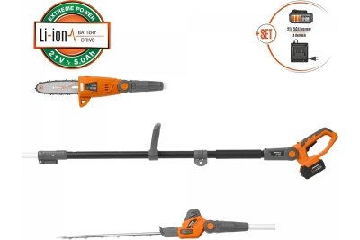 пила-высоторез аккумуляторная daewoo daph 2221li set, 21в, li-ion 1х5ач