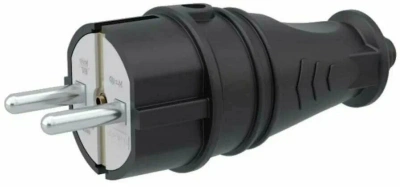 вилка прямая каучук 2p+pe 230v 16а ip44 dynel