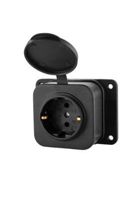 розетка (колодка) одноместная каучук 2p+pe 230v 16а ip54 dynel