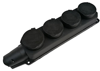 розетка (колодка) четыхместная с крышкам каучук 2p+pe 230v 16а ip54 dynel