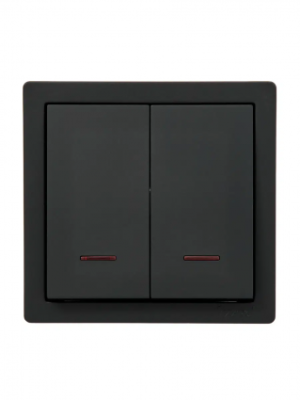 leto выключатель двойной чёрный бархат (10шт/120шт)