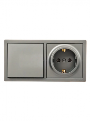 leto выключатель и розетка с/з, платина горизонталь (10шт/120шт)