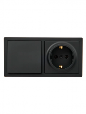 leto выключатель и розетка с/з, черный бархат горизонталь (10шт/120шт)