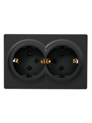 leto розетка двойная б/з закрытый корпус пбт чёрный бархат (10шт/120шт)