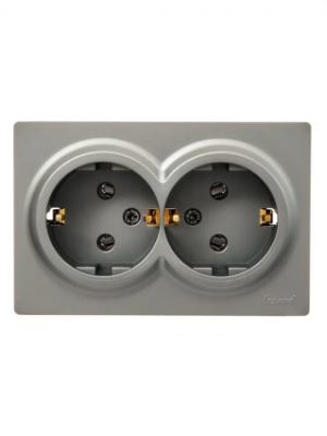 leto розетка двойная с/з закрытый корпус пбт платина (10шт/120шт)