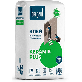 клей для керамической плитки усиленный bergauf keramik plus 25кг (1/56)