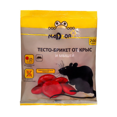отрава тесто-брикер от крыс и мышей 200 гр надзор *25