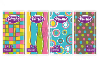 платочки бумажные "plushe clas 2 сл 10 шт *10